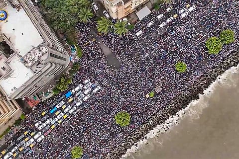 Cricket Fans ahead of team India's open bus victory parade